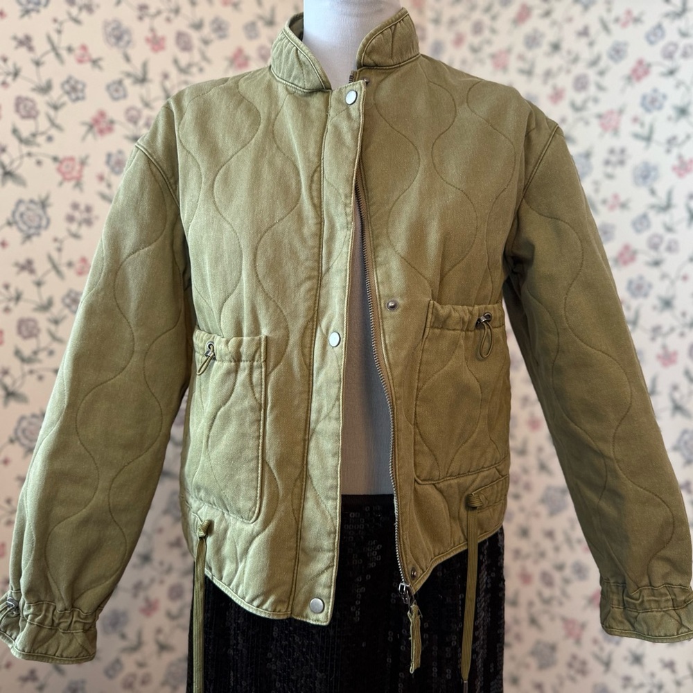 Joie Sage Green Quilted Utility Jacket